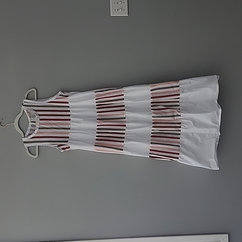 Mazik summer spring white pink striped dress small
